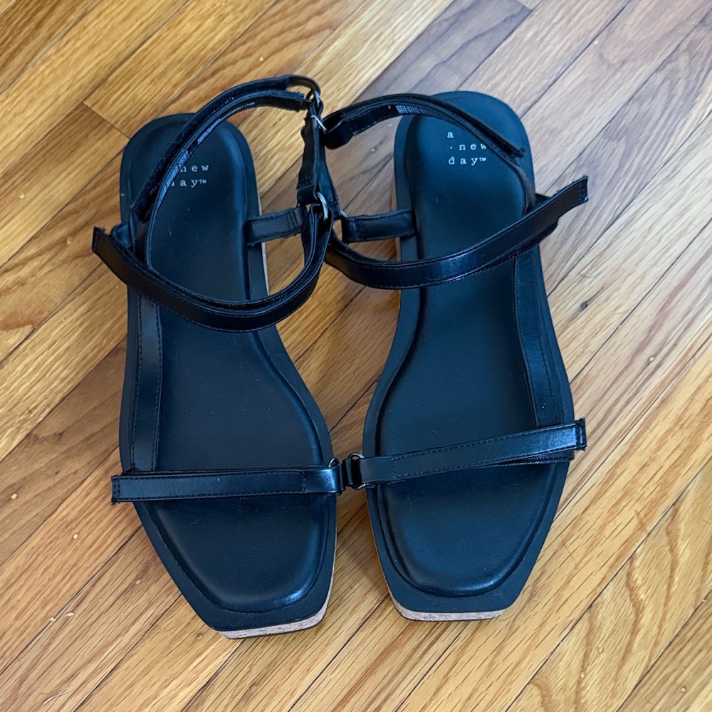 a new day Black Strappy Sandals